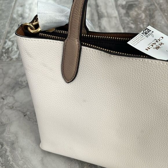 COACH Willow 24 Colorblock Leather Tote, Chalk, NWT - Picture 12 of 16